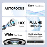 Conference Room Camera 10X Optical Zoom USB3.0/HDMI/RS232 Wide Angle FHD 1080P 60FPS for Video Conferencing Tenveo