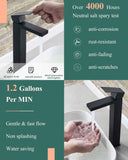 KUZOR Tall Bathroom Vessel Sink Faucet with Pop-Up Drain, Matte Black