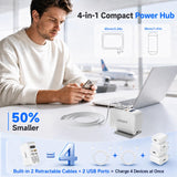 Jasput 67W Retractable USB C Wall Charger, 4-in-1 GaN Charger Block with 3.3ft Built-in Dual USB C, LED Display, Foldable Travel Adapter for MacBook, iPhone, iPad, Galaxy