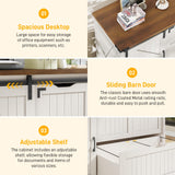 Farmhouse Lateral File Cabinet with Sliding Barn Door, 3 Drawers Filing Storage Cabinets with Adjustable Shelf