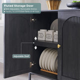 IFGET 92.63" W Modern Arch Sideboard Buffet Cabinet with Storage, Dark Grey