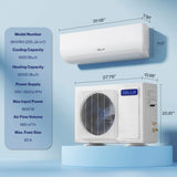 DELLA Motto Series 9100 BTU 20.5 SEER2 115V Mini Split AC, Cools Up to 400 Sq.Ft, Works with Alexa and Wifi, Ductless Inverter System Air Conditioner, Pre-Charged Heat Pump and 16ft Kits