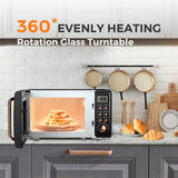 LDAILY 0.7Cu.ft Retro Small Microwave Oven, 700W Compact Countertop Microwave with 5 Power Levels, Auto Cooking Menus, Glass Turntable, Child Lock & Glass Turntable for Apartment, Dorm (Golden)