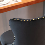 MOOLSUN Rotating Velvet Bar Stools Set of 4, Modern Padded with Nailhead Trim and Tufted Back, Adjustable Swivel Counter Height Stools for Kitchen Island, Bar, Club,Black(Gold Base)