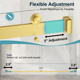 KPUY Frameless Shower Door, 43-48" W x 76" H Double Sliding Glass Shower Door, 1/4" (6mm) Thick Tempered Clear Glass with Explosion-Proof Film Nano Coating, Brushed Gold