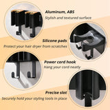 HAVICATO Hair Tool Organizer Wall Mount, Hair Dryer and Curling Iron Storage, Hair Straightener Wall Holder, 3 in 1 Vanity Organizer, Aluminum Alloy (Hair Tools Not Included)