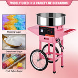 Professional Cotton Candy Machine - Commercial Electric Maker With Drawer & Large Stainless Steel Sugar Scoop- Fast Heat-Up - Perfect For Parties & Business,Pink W/Cart