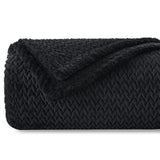 NEWCOSPLAY Super Soft Twin Blanket Black Premium Silky Flannel Fleece Leaves Pattern Lightweight Bed Blanket All Season Use (Black, Twin(60"x80"))