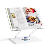HAUTOCO Acrylic Book Stand, Adjustable Book Holder with 360° Rotating Base