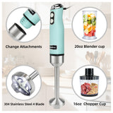 WarmWink 4 in 1 Corded Hand Blender Includes Food Chopper, Mixing Beaker Milk Frother and Whisk 600W Handheld Blender