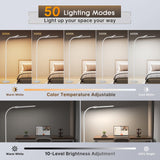 Syrinx LED Floor Lamp, Double Head Gooseneck Floor Lamps for Living Room with Gesture Switch & Remote Control, 14W Bright Tall Standing Lamp Modern Eye-Caring Reading Floor Lamp for Bedroom Office