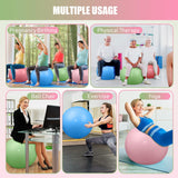 Leyndo 4 Pcs 26 Inch Yoga Exercise Ball Pilates Pregnancy Birthing Fitness Ball with Quick Pump Anti Burst for Improved Posture, Balance, Yoga, Pilates, Training(Macaron Color)