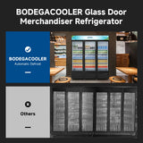 Commercial Merchandiser Refrigerator,3 Glass Door Commercial Beverage Refrigerator, Beverage Display Cooler with Soft LED Light, 53 Cu. Ft,Black