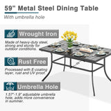 PHI VILLA 7 Piece Patio Dining Set, Rectangular Metal Table
