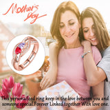 Oseew Personalized 14K Yellow Gold 2 Birthstones Rings Mother's Ring 10k solid Gold 2 Birthstones Rings 14k gold for Mom Jewelry 18K yellow gold Personailzed 2 Birthstones Rings