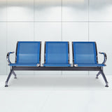 buenotoys 3-Seat Waiting Room Chairs - Waiting Room Bench with Arms Airport Reception Bench Guest Reception Chairs Lobby Bench Waiting Area for Airport Market Bank Hospital School Barbersho, Blue