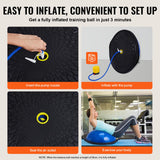 VEVOR 26-inch Half Exercise Ball Trainer, 1500 lbs Capacity Balance Ball, Includes Resistance Bands and Pump, Ideal for Full Body Workouts, Yoga, and Strength Training at Home Gym, Blue