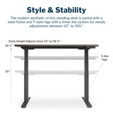 Electric Standing Desk – Height Adjustable Sit Stand VariDesk + Curved Waterfall Edge, 4 Memory Settings