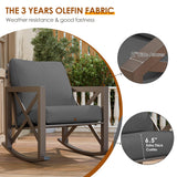 Outdoor Rocking Bistro Set, Patio Chairs Set of 2 with Coffee Table, Gray