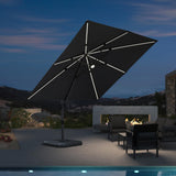 PURPLE LEAF Cantilever Patio Umbrella 10' x 10' with Solar LED Light, Grey
