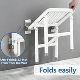 Hafee grace 18.7” Drill-Free Foldable Shower Seat Wall Mounted, 660lb Heavy Duty Fold Down Chair, Fixed-Height for Elderly Home Care Bathroom