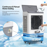 Bonnlo 2900 CFM Swamp Cooler with Remote Control, 3-In-1 Portable Evaporative Air Cooler, Cooling Fan with 15.8 Gal Water Tank, 12H Timer, Top Water Adding for Outdoor & Indoor Use