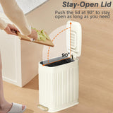 Small Bathroom Trash Can with Air Freshener Soft Close Lid, 6 Liter/ 1.6 Gallon Stainless Steel Garbage Can with Removable Inner Bucket (Ivory White)