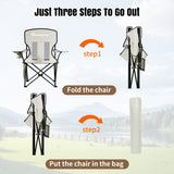 Camping Chairs, High Back Breathable Mesh Camping Chair 300 LBS Capacity, Portable Outdoor Lawn Chair Folding with Cup Holder for Picnic, Lawn, Beach, Fishing and Sports (Grey)