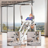Foldable Stair Stepper Exercise Machine with Handlebar, Adjustable Resistance Quiet Climber with Timer & Phone Holder, Cardio Fitness Equipment for Home Gym, White UUU