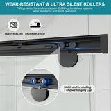 Frameless Shower Door with Soft-Close & Anti-Leak,5/16" (8mm) Double Sliding Shower Door,Nano Coating Anti-Explosion Film SGCC Tempered Glass 43"- 48" W x 76" H,Matte Black