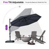 PURPLE LEAF Patio Outdoor Umbrella 11 Feet Round for Pool Grey