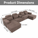 RENDGO 146" Oversized Boneless Sectional Sofa with Chaise,U Shaped,Coffee