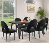 BONBEUR Wooden Dining Chairs Set of 6, Modern Farmhouse Upholstered Kitchen Dining Room Chairs with Linen Fabric & Open Backrest, Rubberwood Legs, Black