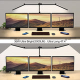Micomlan 36W Bright Led Desk Lamp with Clamp, 47 Inches Long Architect Desk Lamp Home Office, Dimmable Table Light with Remote Adjustable Monitor Light Bar Tall Office Lighting for Computer Desktop