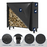 WALMANN 4 ft Firewood Rack with Cover, Heavy Duty Firewood Log Rack With Weather Resistant 600D Oxford Fabric Cover, Indoor/Outdoor Wood Racks for Fire Wood