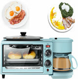 3 in 1 Breakfast Station, electric Breakfast Maker with Timer, Toaster with Frying Pan and Coffee Machine, Versatile Breakfast Maker for Apartments Kitchenettes