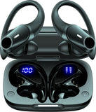 Active Noise Cancelling Ear Buds Wireless Bluetooth Headphones 80H Playtime Display Charging Case 50dB ANC Over Ear Hooks Earbuds with Hi-Res Sound & Clear Calls for Sports Running Gym Workout Black