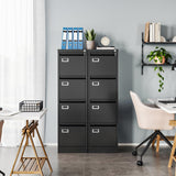 MIIIKO 4 Drawer File Cabinet with Lock, Metal File Cabinets for Home Office,Vertical Filing Cabinets Office Storage Cabinet for Letter,Legal,A4,File Folders(Black)