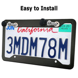 Matte Black License Plate Frames- Rustproof Aluminum Metal Car Tag Holder, 2 Pack Front Rear Slim Holder with Mounting Hardware- Screws, Caps