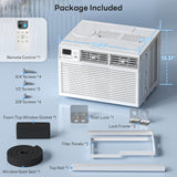 ZAFRO 10000 BTU Window Air Conditioner Unit Cools Up to 450 Sq.Ft.,Window AC Units with Dehumidifier, 4 Fan Speed, Energy Saving with Remote for Bedroom,Small Rooms,White