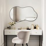 WallBeyond Irregular Wall Mirror – Asymmetrical Mirror with Aluminum Alloy Frame, Decorative Wall Mirror for Living Room, Bedroom, Bathroom, and Entryway 46" H x 26" W (Black)