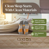 COTTON SLEEP All Natural Mattress (100% Organic Cotton, & Wool, Made in The USA) Non Toxic, Fiberglass Free Hybrid Pocket Coil and Plush Foam Bed in A Box Medium Soft - Queen, 11"