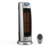 Comfort Zone Electric Oscillating Ceramic Tower Space Heater, Remote, Backlit Digital Thermostat & Temperature Display, Timer, & Overheat Sensor, Ideal for Home, Bedroom, & Office, 1,500W, CZ499R
