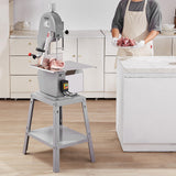 Commercial Electric Meat Bandsaw, 1500W Stainless Steel Vertical Bone Sawing Machine, Workbeach 19.3" x 15", 0.16-7.9 Inch Cutting Thickness, Frozen Meat Cutter with 6 Blades for Rib Pork Beef