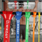 WIKDAY Resistance Bands, Pull Up Bands, Workout Bands for Exercise with Door Anchor, Loop Resistance Band Set, Elastic Bands for Body Stretching, Training at Home/Gym for Men & Women 10 Set