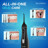 Water Flosser for Teeth, Cordless Oral Irrigator, Portable Dental Flosser with 300ML Tank, 4 Cleaning Modes, IPX7 Waterproof, Rechargeable Water Floss Pick for Braces, Gum Care & Travel (Black)