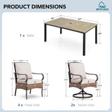 MFSTUDIO 7-Piece Patio Dining Set, Rattan Chairs, Rectangular Table