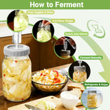 4-Pack Mason Jar Fermentation Kit(Jars Included) Four 32oz Fermentation Jars with Plastic Fermenting Lids, Airlocks, Silicone Rings & Grommets, and Glass Weights for Easy Fermenting & Storage