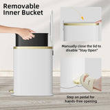 Small Bathroom Trash Can with Lid Soft Close, Step Pedal, 2.6 Gal Stainless Steel Garbage Can with Removable Inner Bucket
