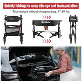 Rollator Walker for Seniors/Adults Foldable in Two Directions Rolling Walker with Seat 330 lbs Capacity 4 Big 8 inch Wheels Hand Grips Adjustable Height Lightweight Aluminum Walker 7204(Black)